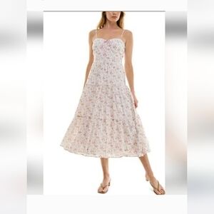 Blue Chic Floral Spaghetti Strap Midi Dress